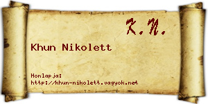 Khun Nikolett névjegykártya